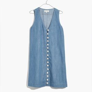 Madewell Denim Button Front Sleeveless Easy Dress in Haslett Wash Sz M